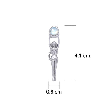 Silver Goddess with Crescent Moon Pendant with Gem TPD5472 - Jewelry